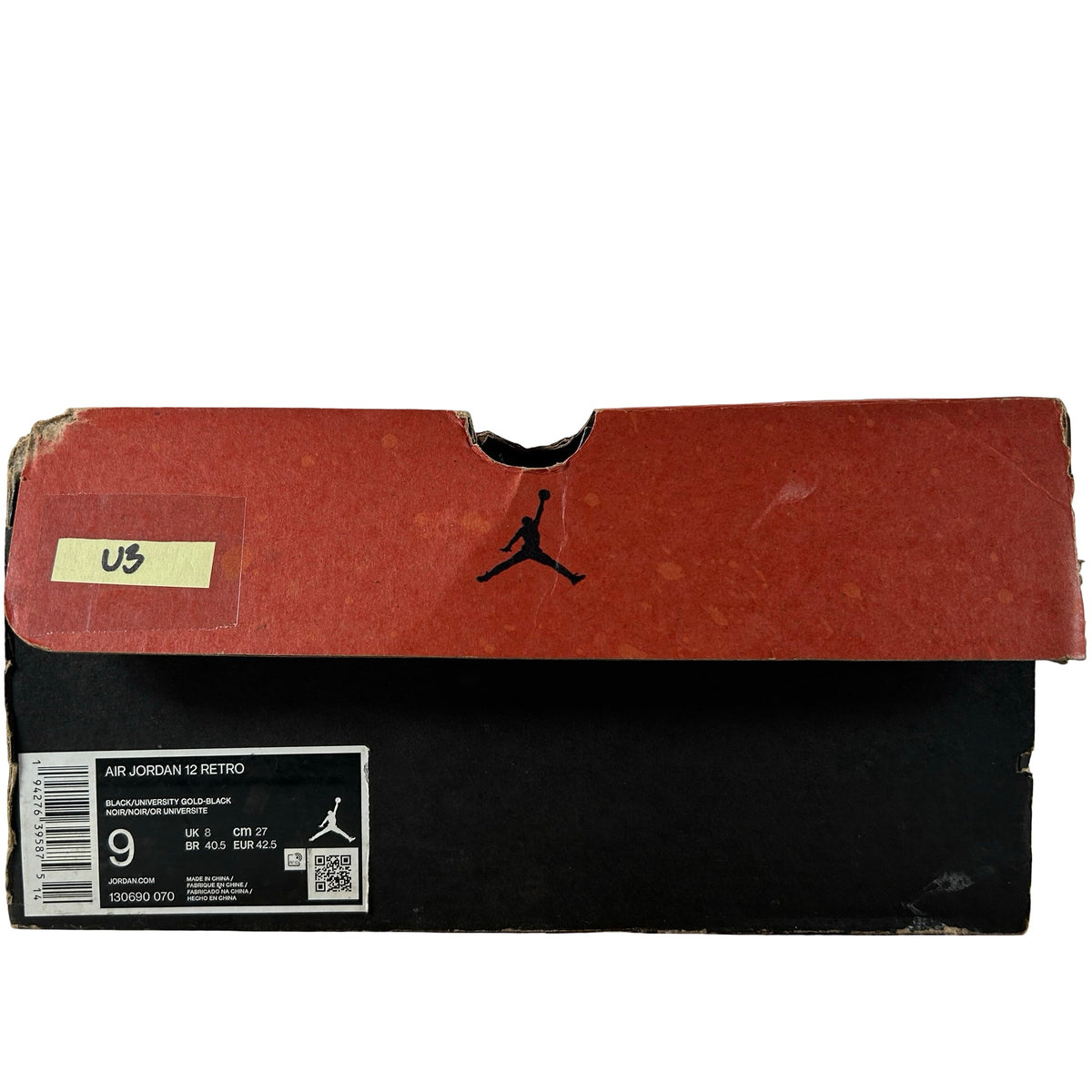 130690 070 Jordan 12 Black University Gold [USED] - 9 M (Used3)