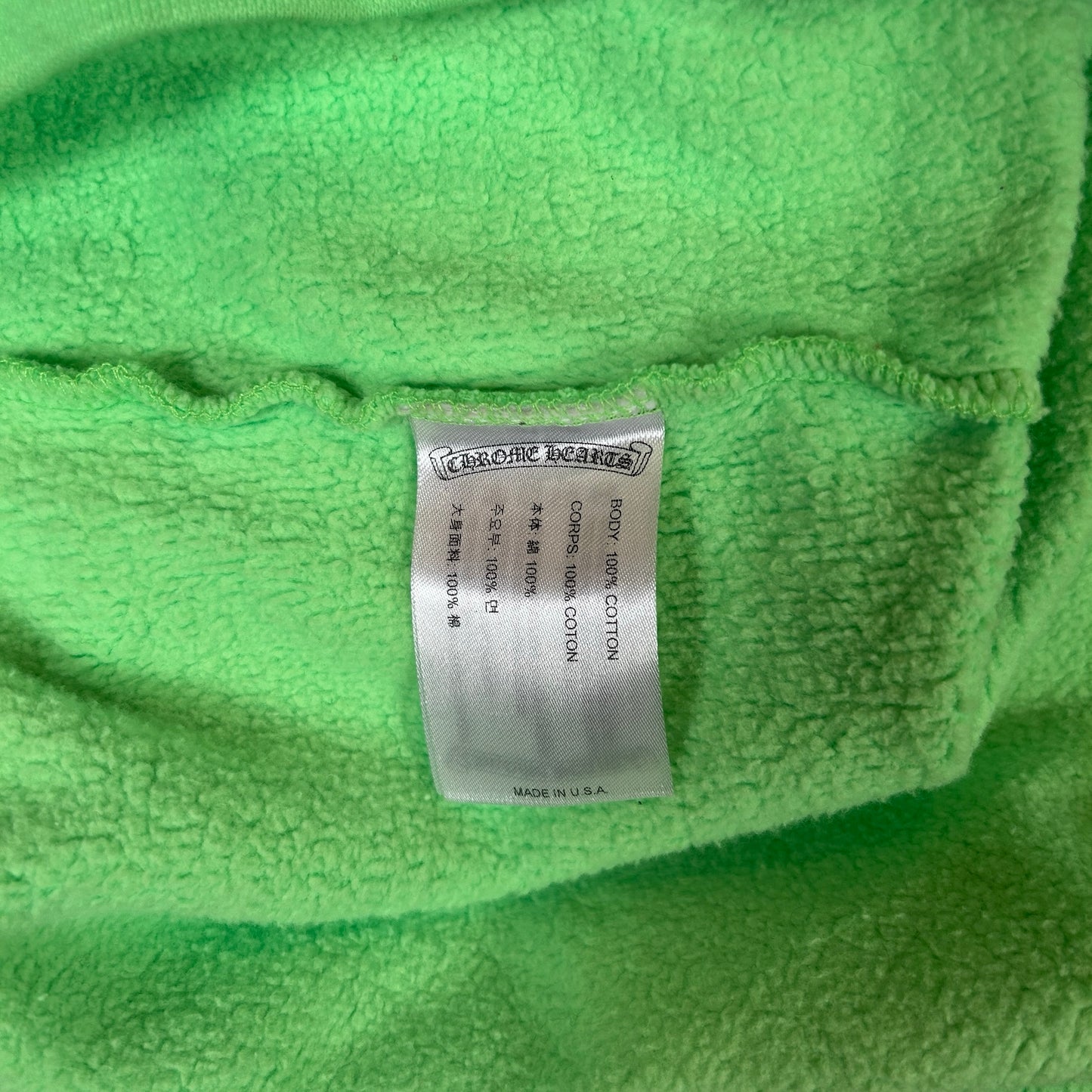 Chrome Hearts Vertical Logo Hooded Sweatshirt Neon Green [USED] - S (Used)