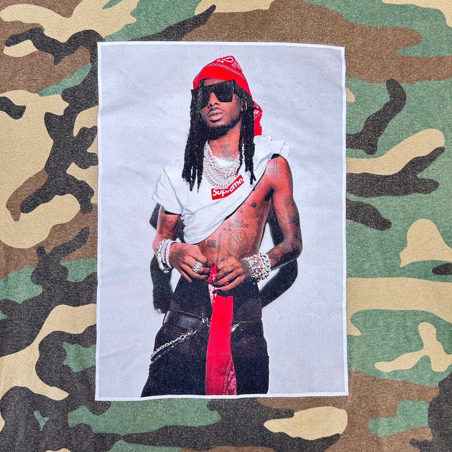 Supreme Playboi Carti Tee Woodland Camo [USED] - XXL (Used)