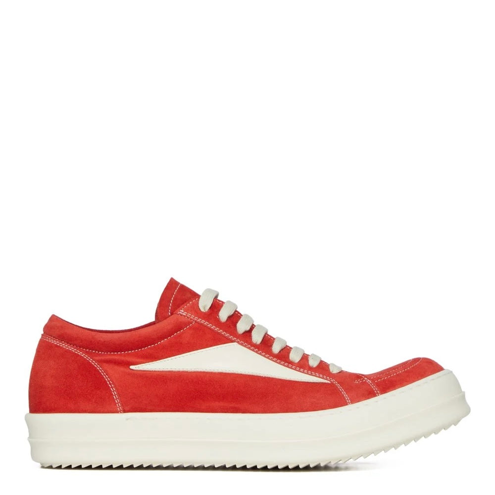 RR01F2897 LVSCOX 7311 Rick Owens Temple Suede Vintage Low Sneaker Carnelian Milk