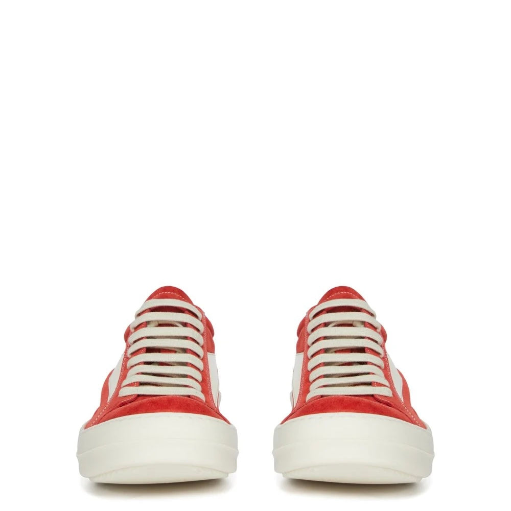 RR01F2897 LVSCOX 7311 Rick Owens Temple Suede Vintage Low Sneaker Carnelian Milk