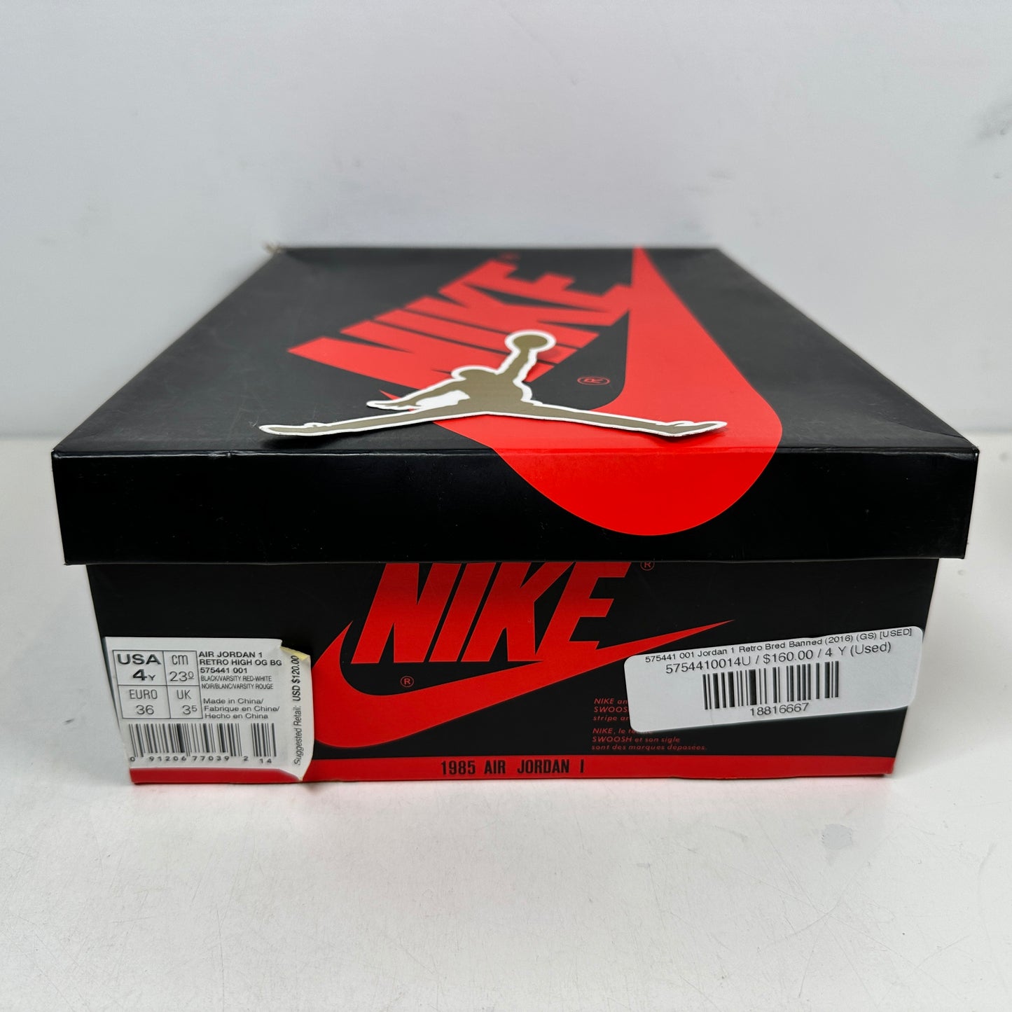 575441 001 Jordan 1 Retro Bred Banned (2016) (GS) [USED] - 4 Y (Used)