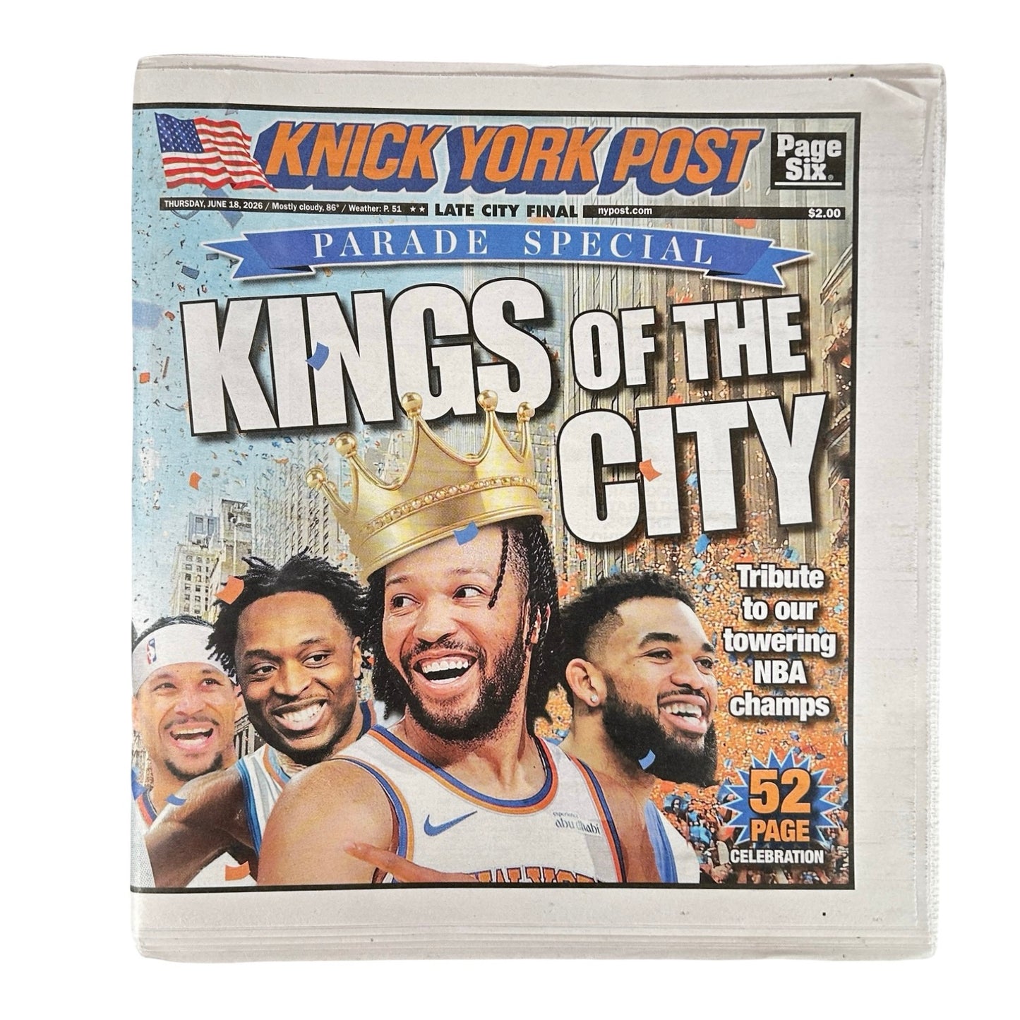 NY Knicks New York Post Kings of the City Parade Special Full Newspaper 6/18/2026