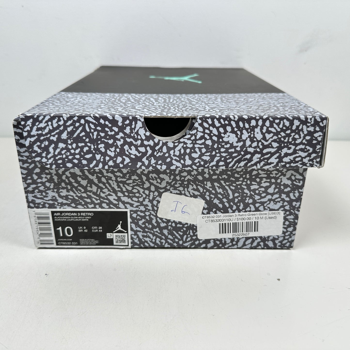 CT8532 031 Jordan 3 Retro Green Glow [USED] - 10 M (Used)