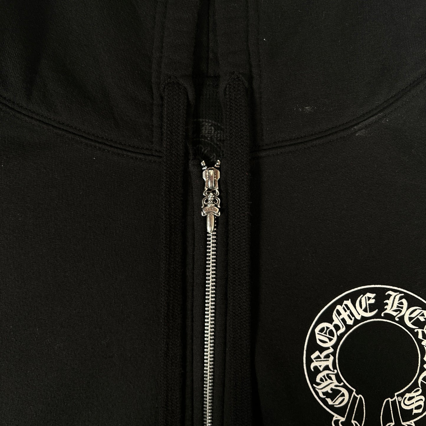 Chrome Hearts Horseshoe Floral Cross Sleeve Thermal Lined Zip Up Hoodie Black/White [USED] - S (Used)