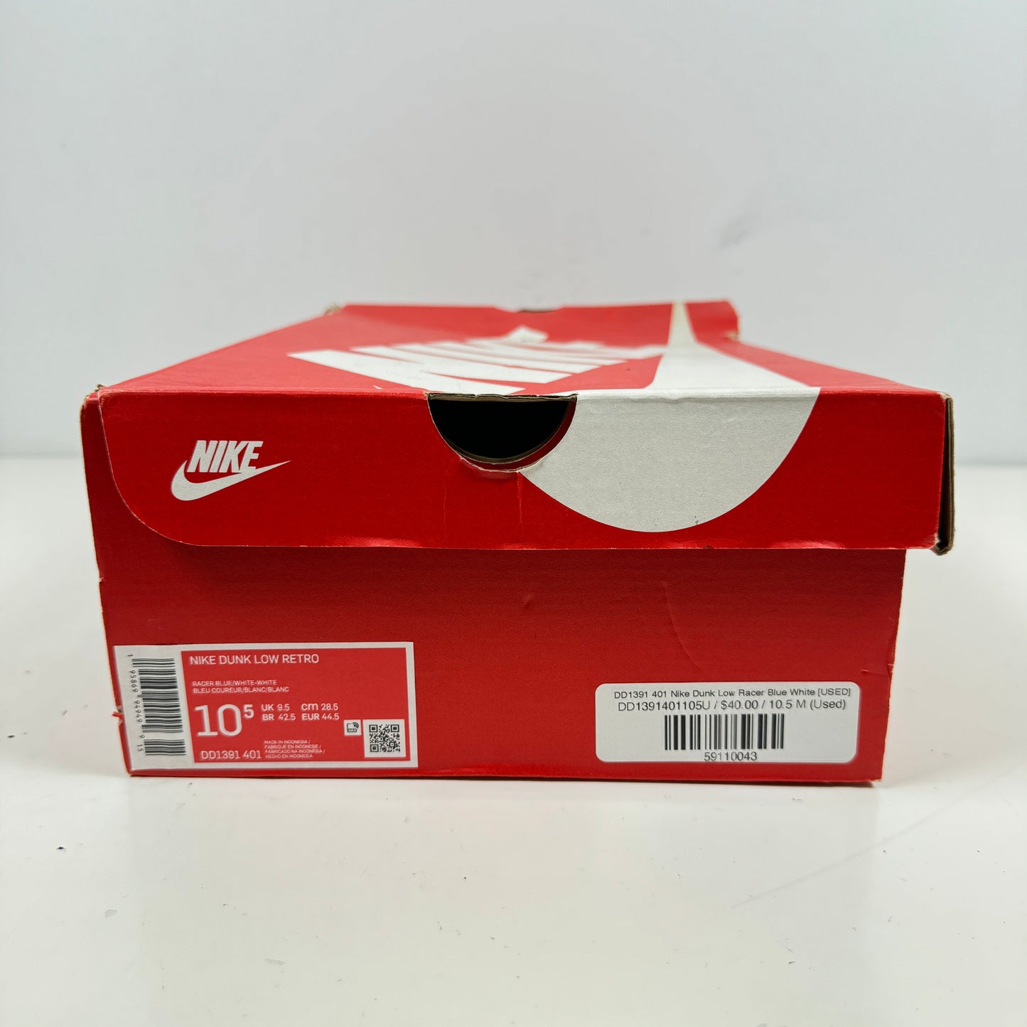 DD1391 401 Nike Dunk Low Racer Blue White [USED] - 10.5 M (Used)