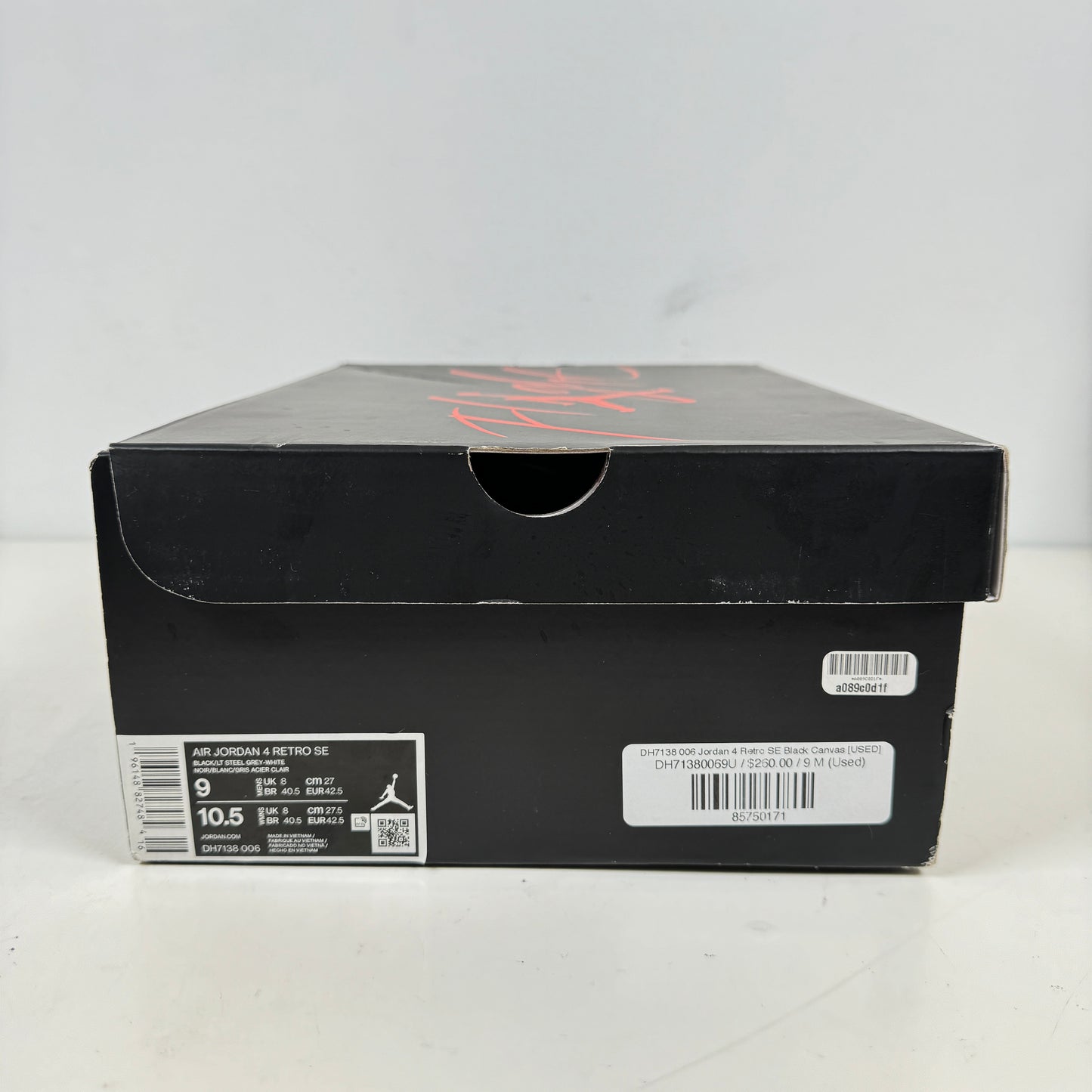 DH7138 006 Jordan 4 Retro SE Black Canvas [USED] - 9 M (Used)