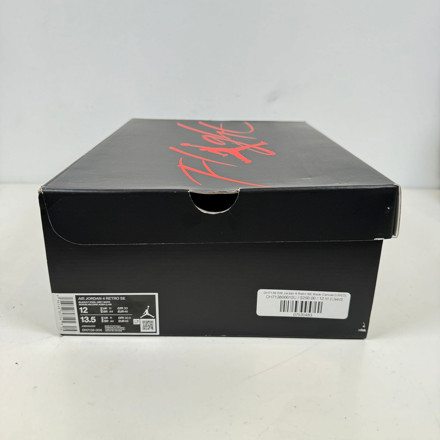 DH7138 006 Jordan 4 Retro SE Black Canvas [USED] - 12 M (Used)