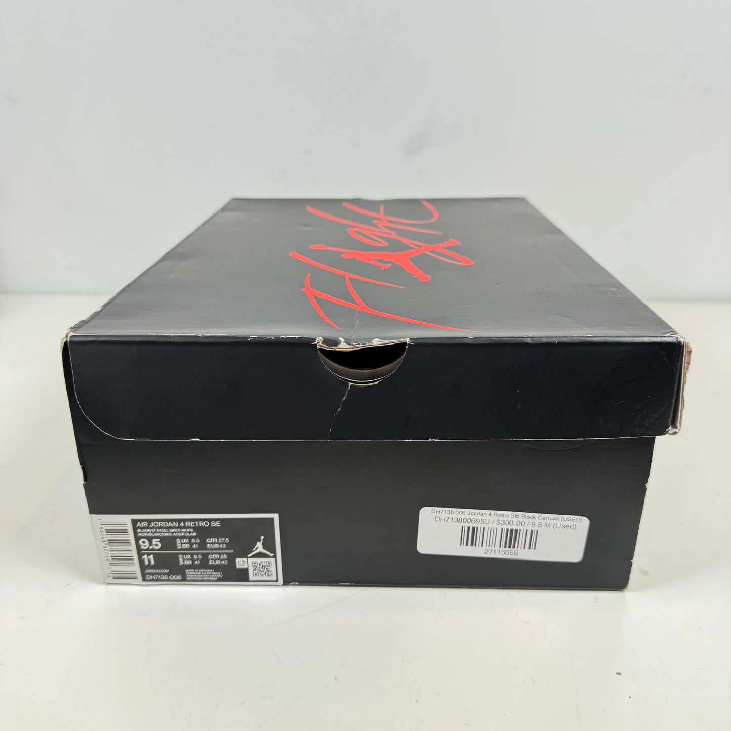 DH7138 006 Jordan 4 Retro SE Black Canvas [USED] - 9.5 M (Used)