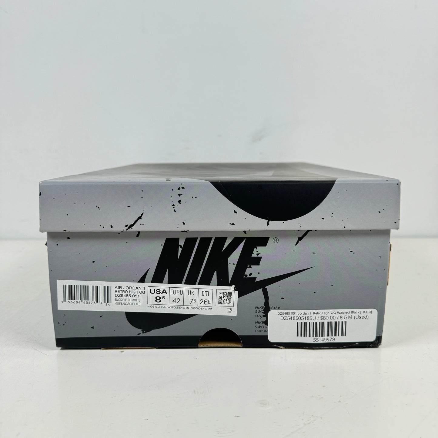 DZ5485 051 Jordan 1 Retro High OG Washed Black [USED] - 8.5 M (Used)