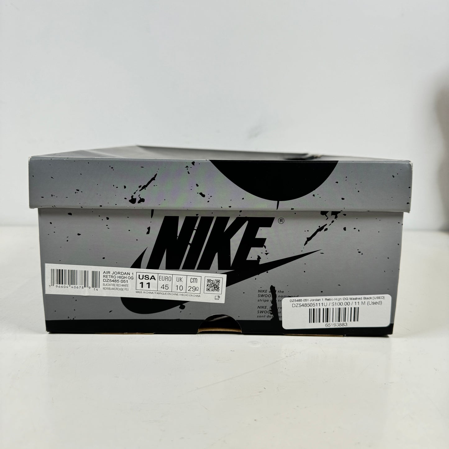 DZ5485 051 Jordan 1 Retro High OG Washed Black [USED] - 11 M (Used)