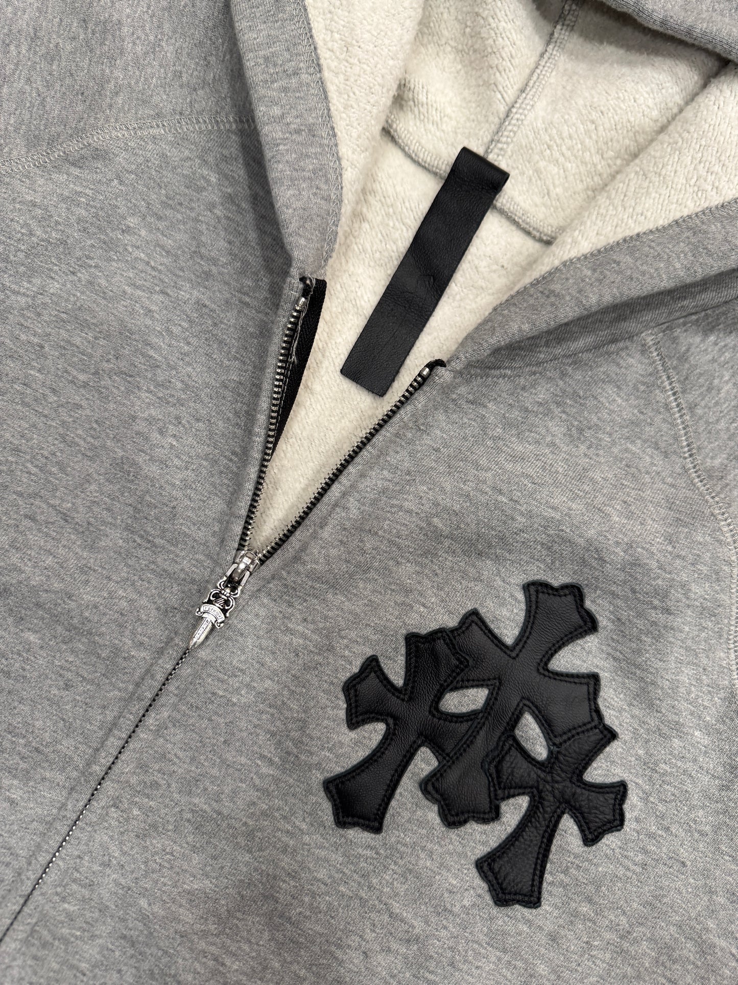 Chrome Hearts Triple Black Cross Patch Zip Up Hoodie [USED] - M (Used)