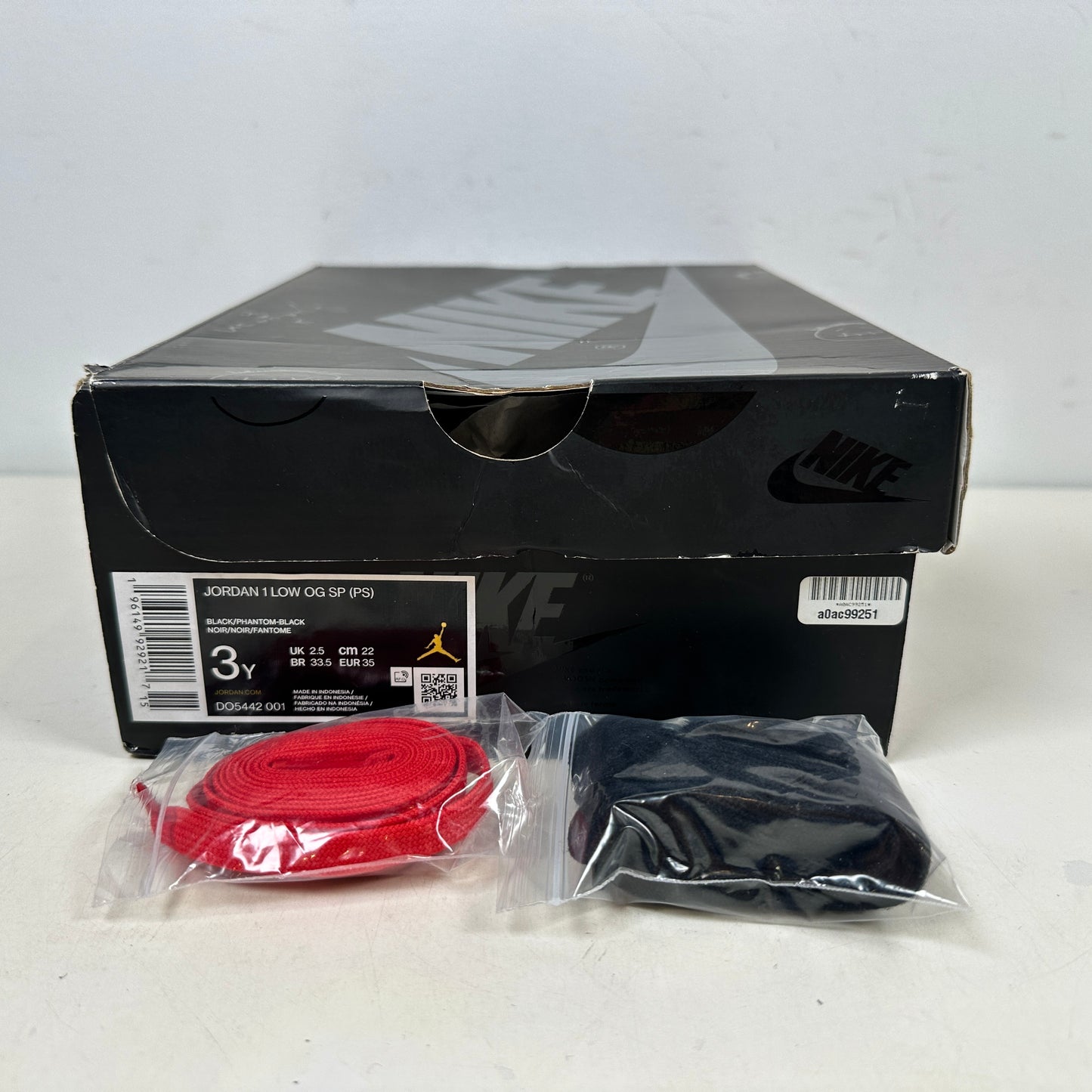 DO5442 001 Jordan 1 Retro Low OG SP Travis Scott Black Phantom (PS) [USED] - 3 Y (Used)