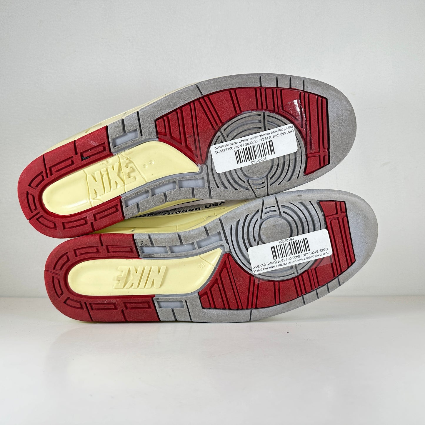 DJ4375 106 Jordan 2 Retro Low SP Off-White White Red [USED] - 13 M (Used) (No Box)