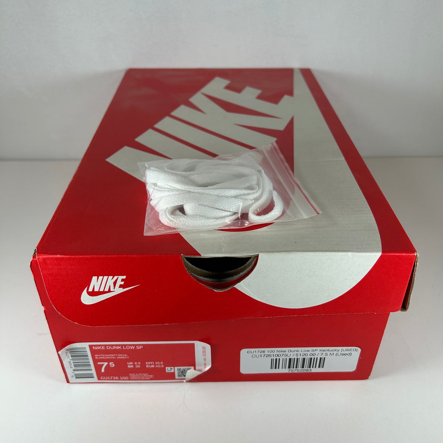 CU1726 100 Nike Dunk Low SP Kentucky [USED] - 7.5 M (Used)