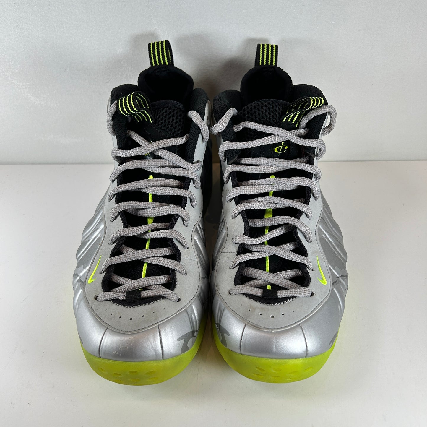 575420 004 Nike Air Foamposite One Silver Volt Camo [USED] - 11 M (Used) (Replace Box)