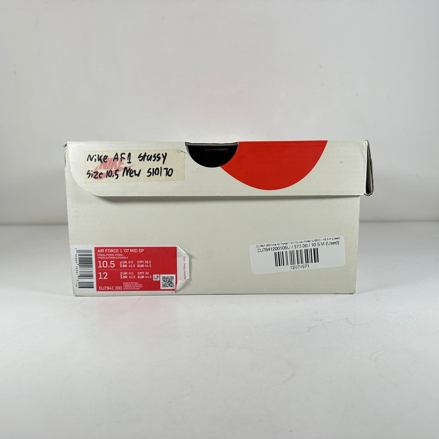 DJ7841 200 Nike Air Force 1 Mid Stussy Fossil [USED] - 10.5 M (Used)