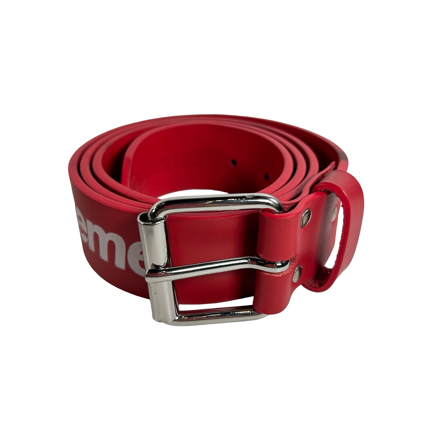 Supreme Repeat Leather Belt Red (SS24) [USED] - L (Used)