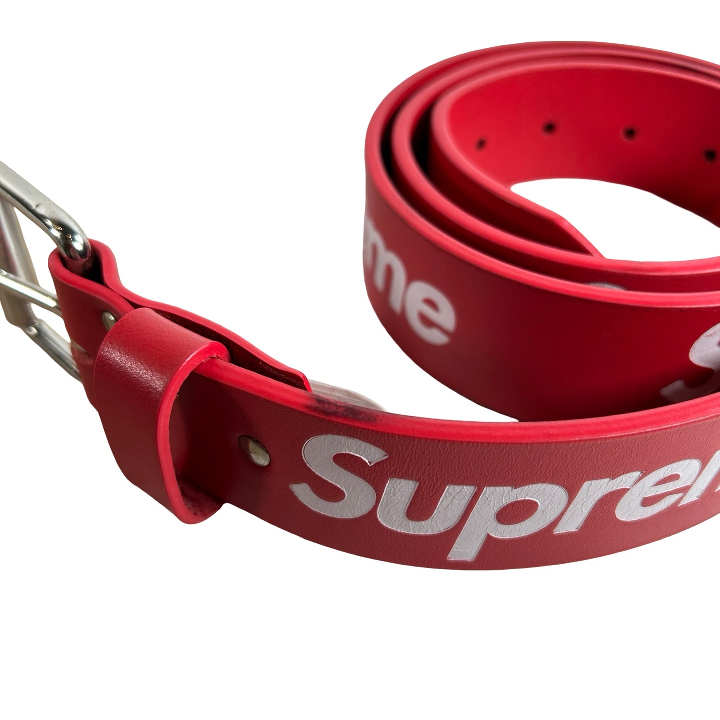 Supreme Repeat Leather Belt Red (SS24) [USED] - L (Used)