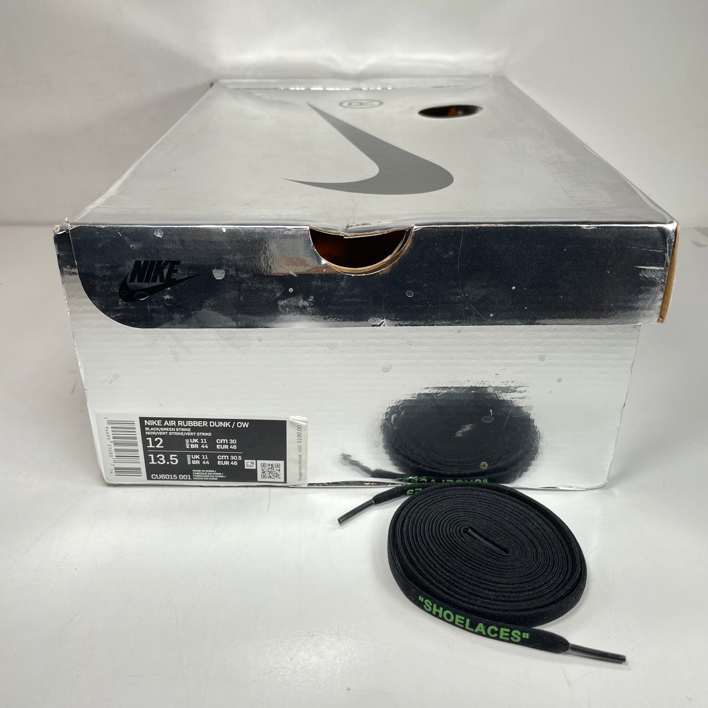 CU6015 001 Nike Air Rubber Dunk Off-White Green Strike [USED] - 12 M (Used)