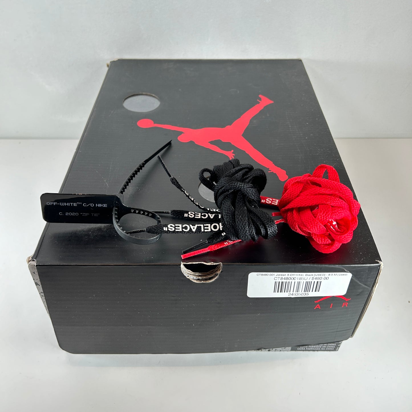 CT8480 001 Jordan 5 Off-White Black [USED] - 8.5 M (Used)