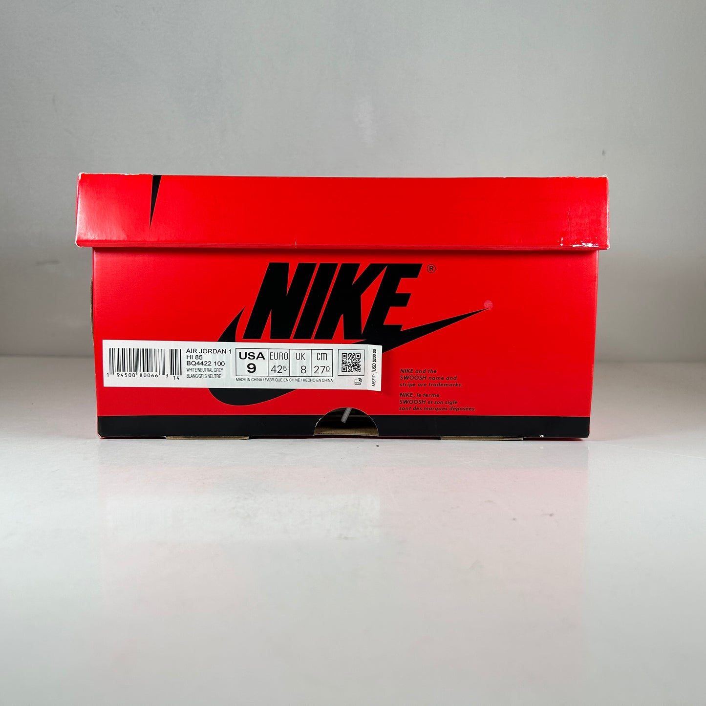 BQ4422 100 Jordan 1 85 Neutral Grey [USED] - 9 M (Used)