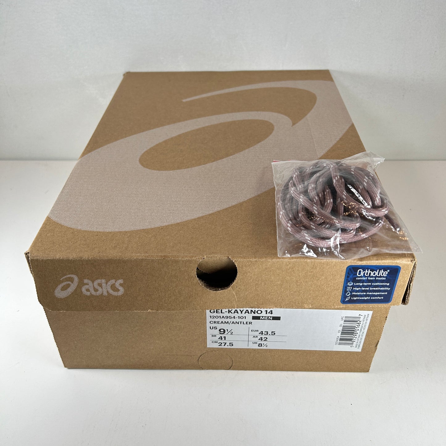 1201A954 101 ASICS Gel-Kayano 14 Kith Cream Antler [USED] - 9.5 M (Used)
