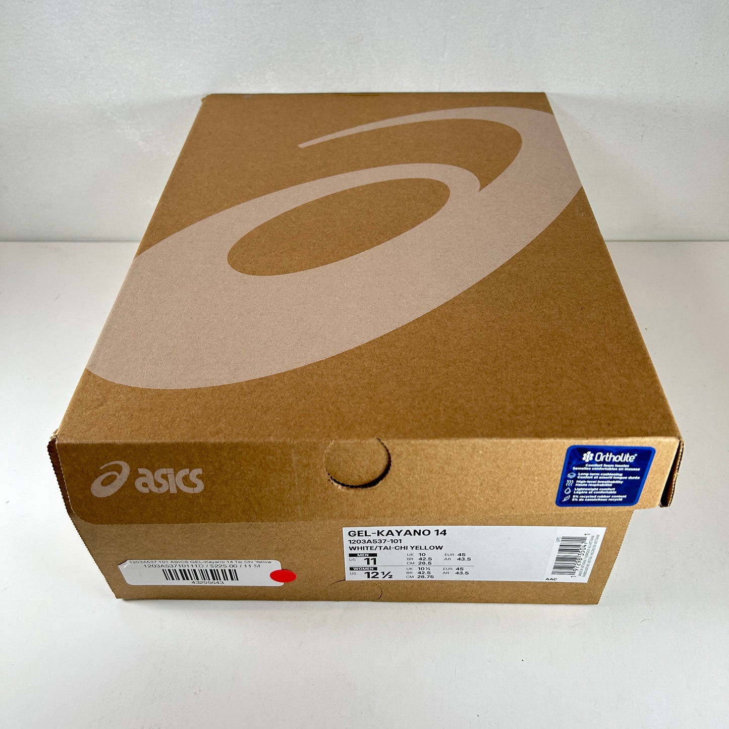 1203A537 101 ASICS GEL-Kayano 14 Tai Chi Yellow [USED] - 11 M (Used)