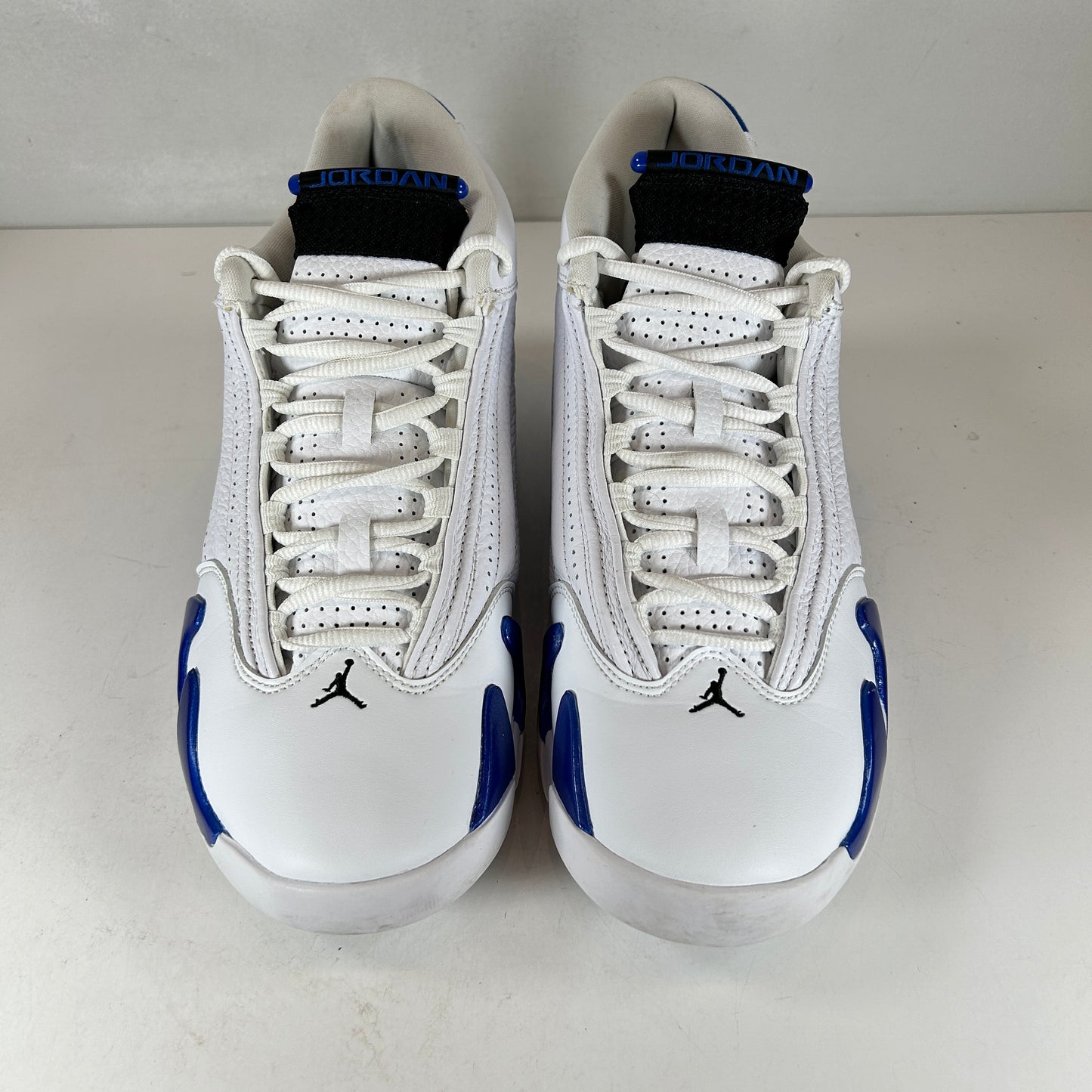 487471 104 Jordan 14 Retro White Hyper Royal [USED] - 9 M (Used)
