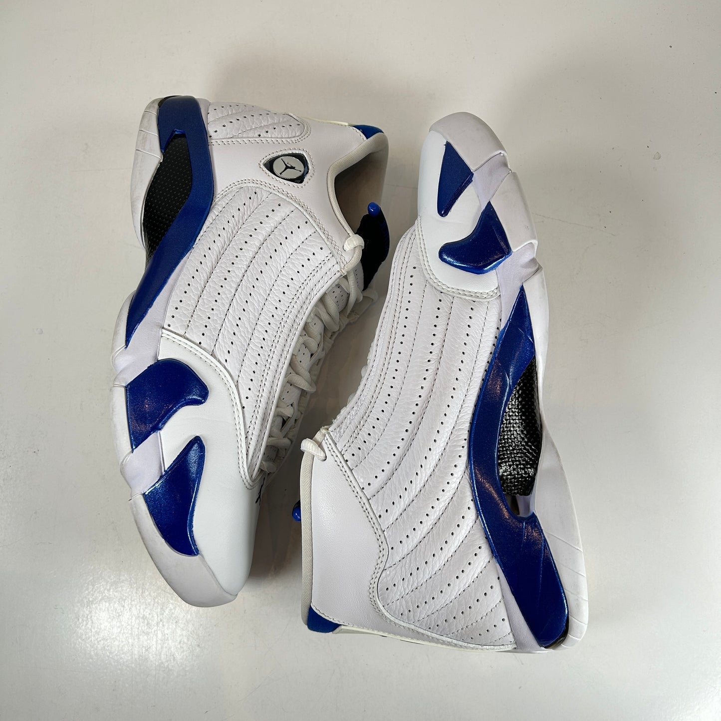 487471 104 Jordan 14 Retro White Hyper Royal [USED] - 9 M (Used)