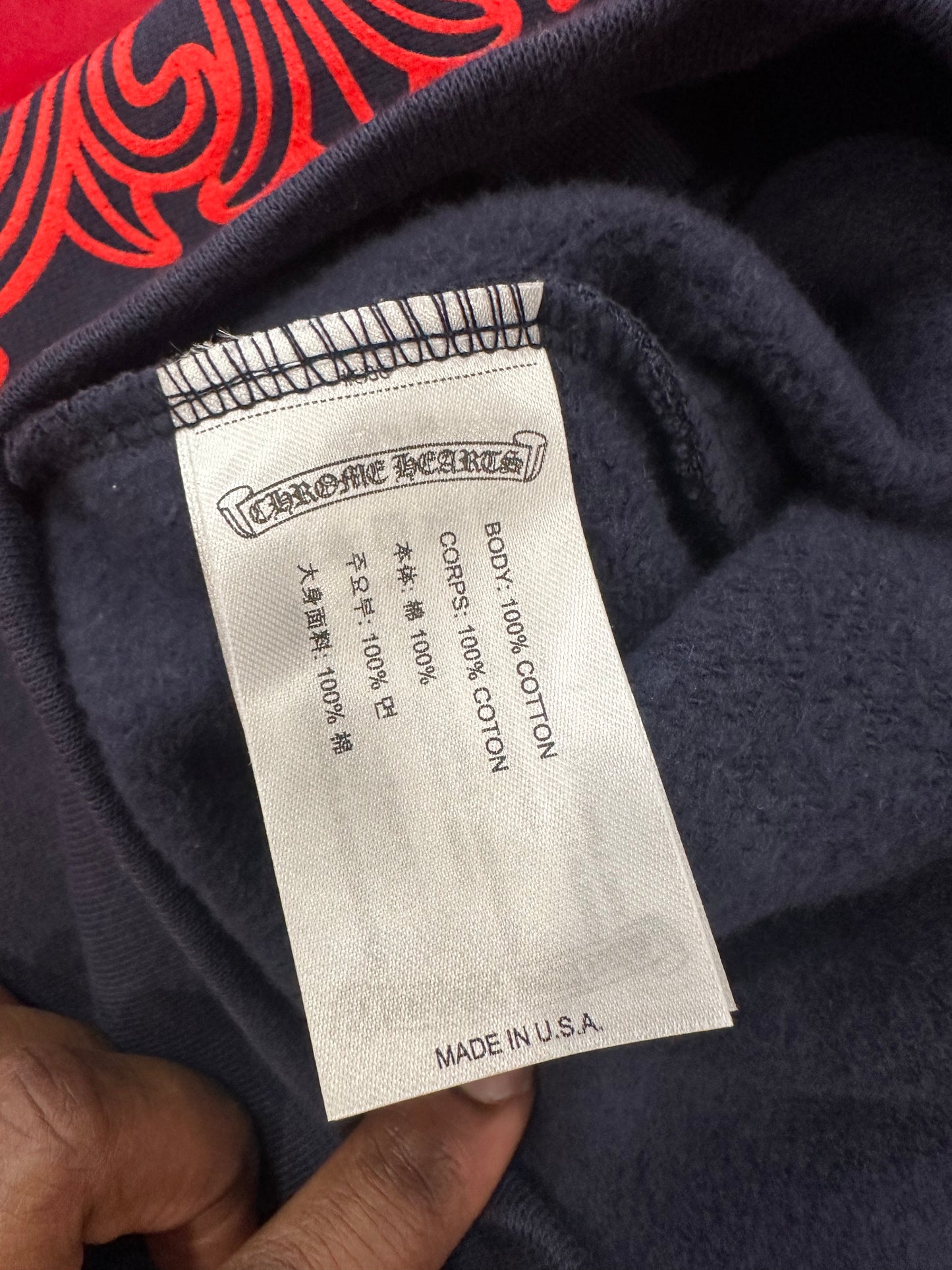 Chrome Hearts Horseshoe Floral Hoodie 'Navy/Red'