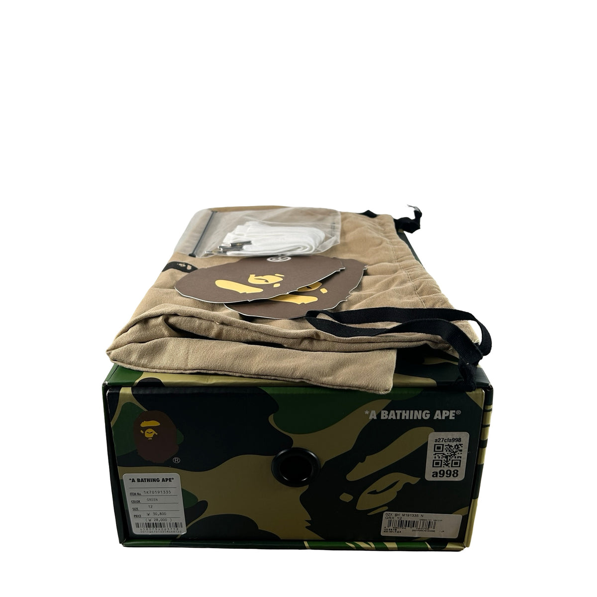 1K70 191 335 GRN A Bathing Ape Bape Sta Low ABC Camo White Green (2025) [USED] - 12 M (Used)