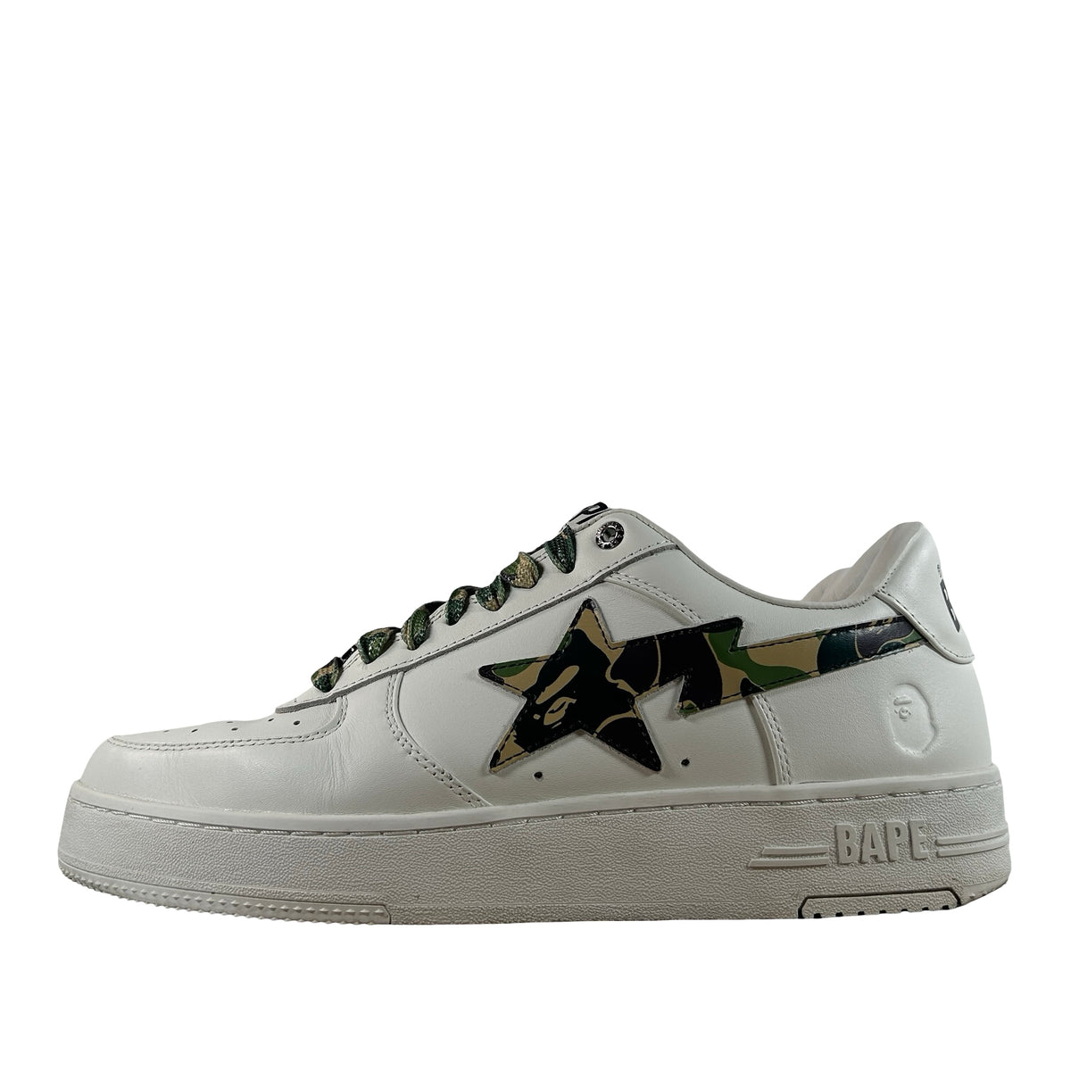 1K70 191 335 GRN A Bathing Ape Bape Sta Low ABC Camo White Green (2025) [USED] - 12 M (Used)