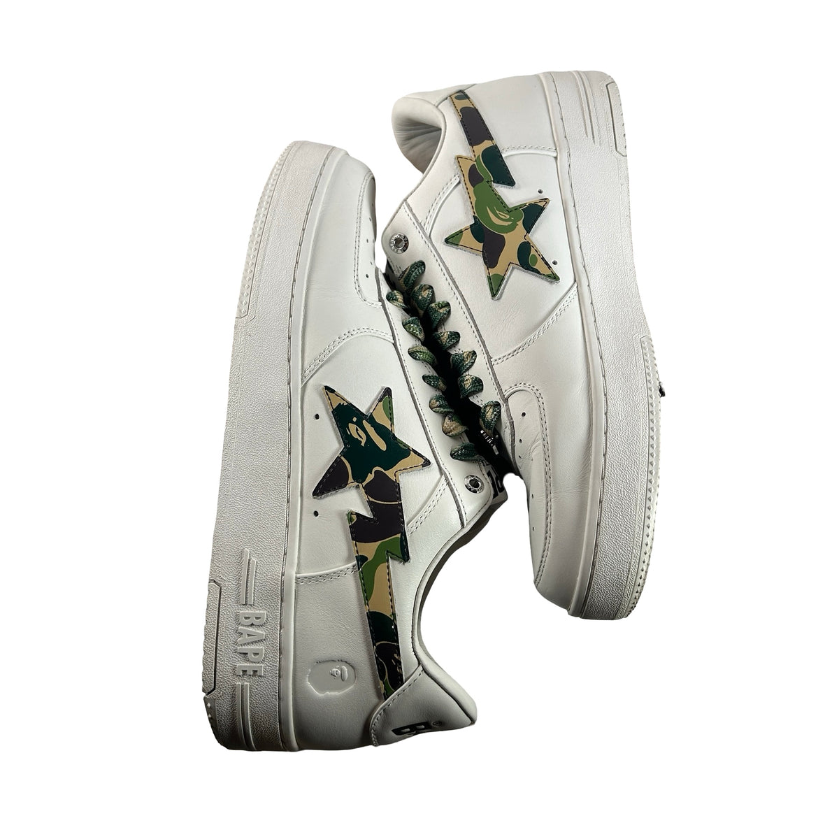 1K70 191 335 GRN A Bathing Ape Bape Sta Low ABC Camo White Green (2025) [USED] - 12 M (Used)
