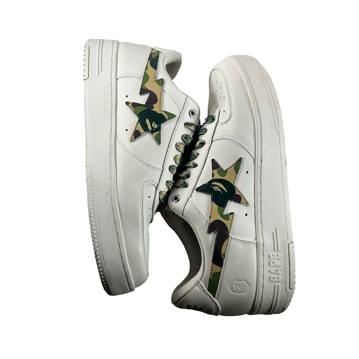 1K70 191 335 GRN A Bathing Ape Bape Sta Low ABC Camo White Green (2025) [USED] - 12 M (Used)