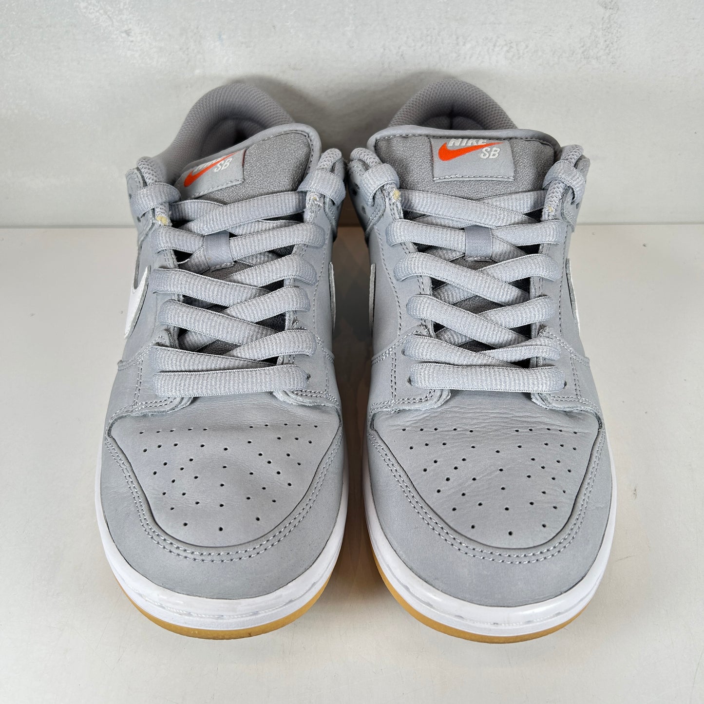 DV5464 001 Nike SB Dunk Low Pro ISO Orange Label Wolf Grey Gum [USED] - 9.5 M (Used) (Replace Box)