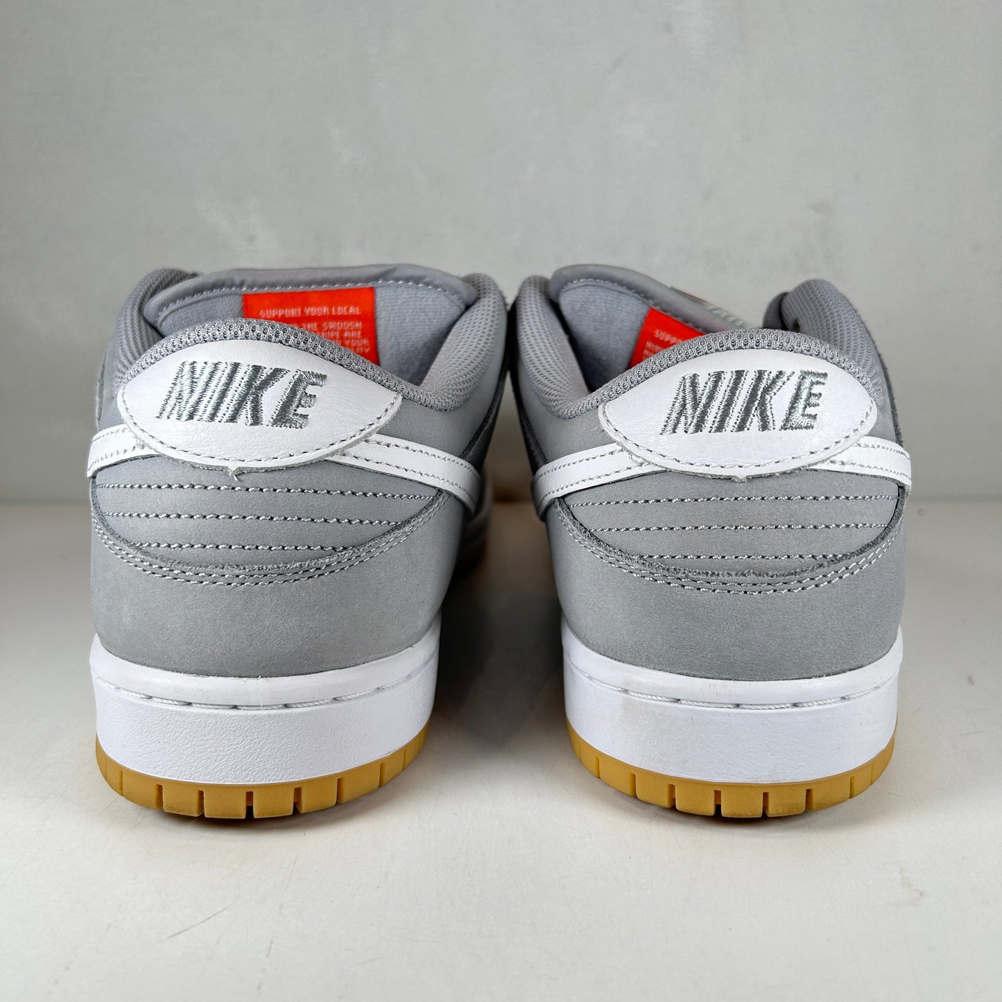 DV5464 001 Nike SB Dunk Low Pro ISO Orange Label Wolf Grey Gum [USED] - 9.5 M (Used) (Replace Box)