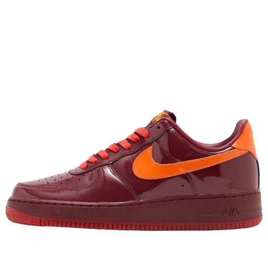 IO4489 601 Nike Air Force 1 Low Patent Leather Dark Team Red Safety Orange