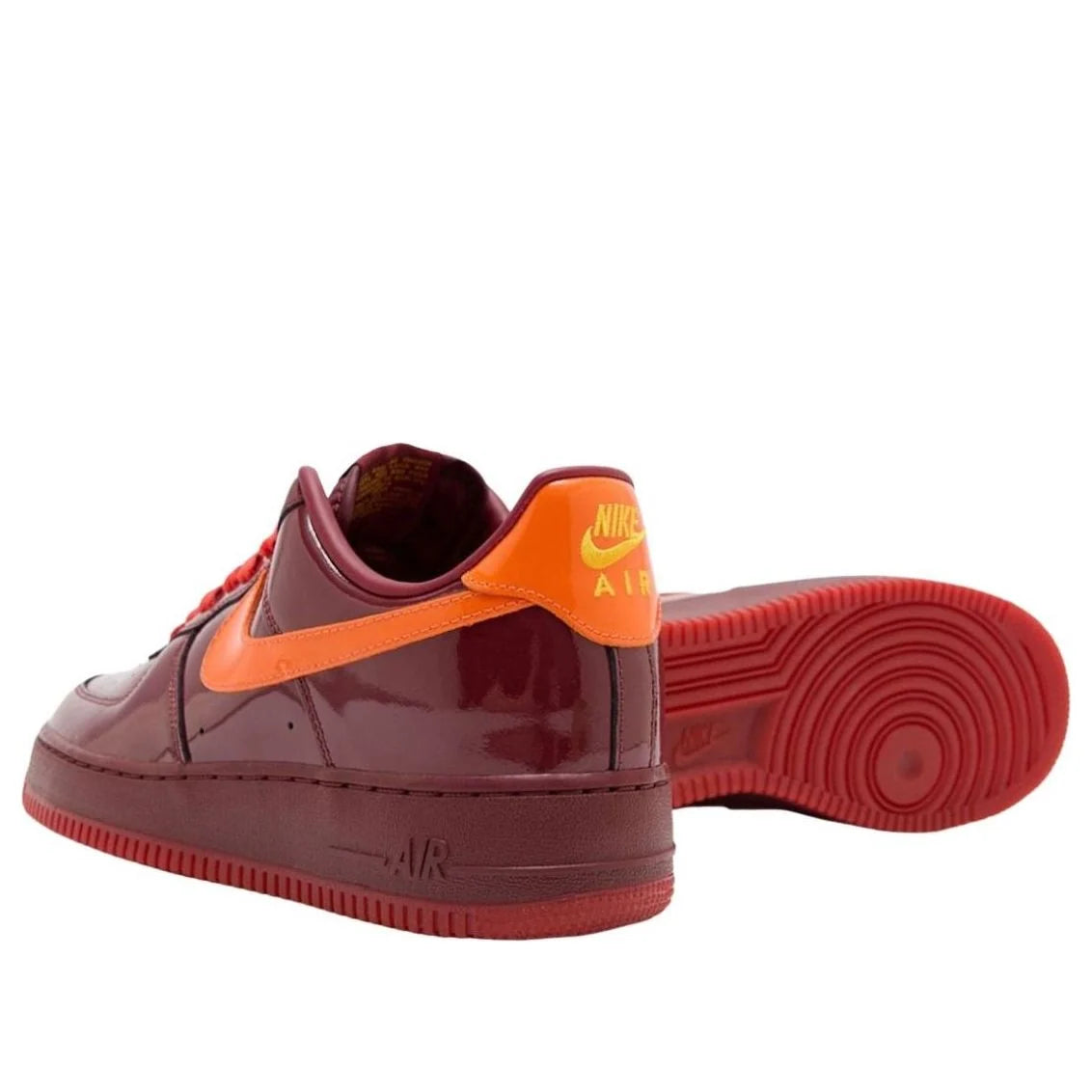 IO4489 601 Nike Air Force 1 Low Patent Leather Dark Team Red Safety Orange [NO BOX]