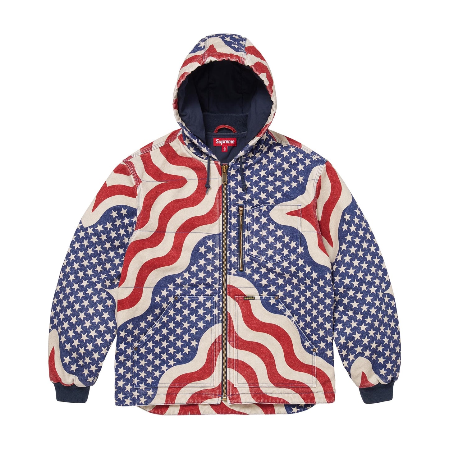 Supreme Flag Quilted Hooded Work Jacket Multicolor