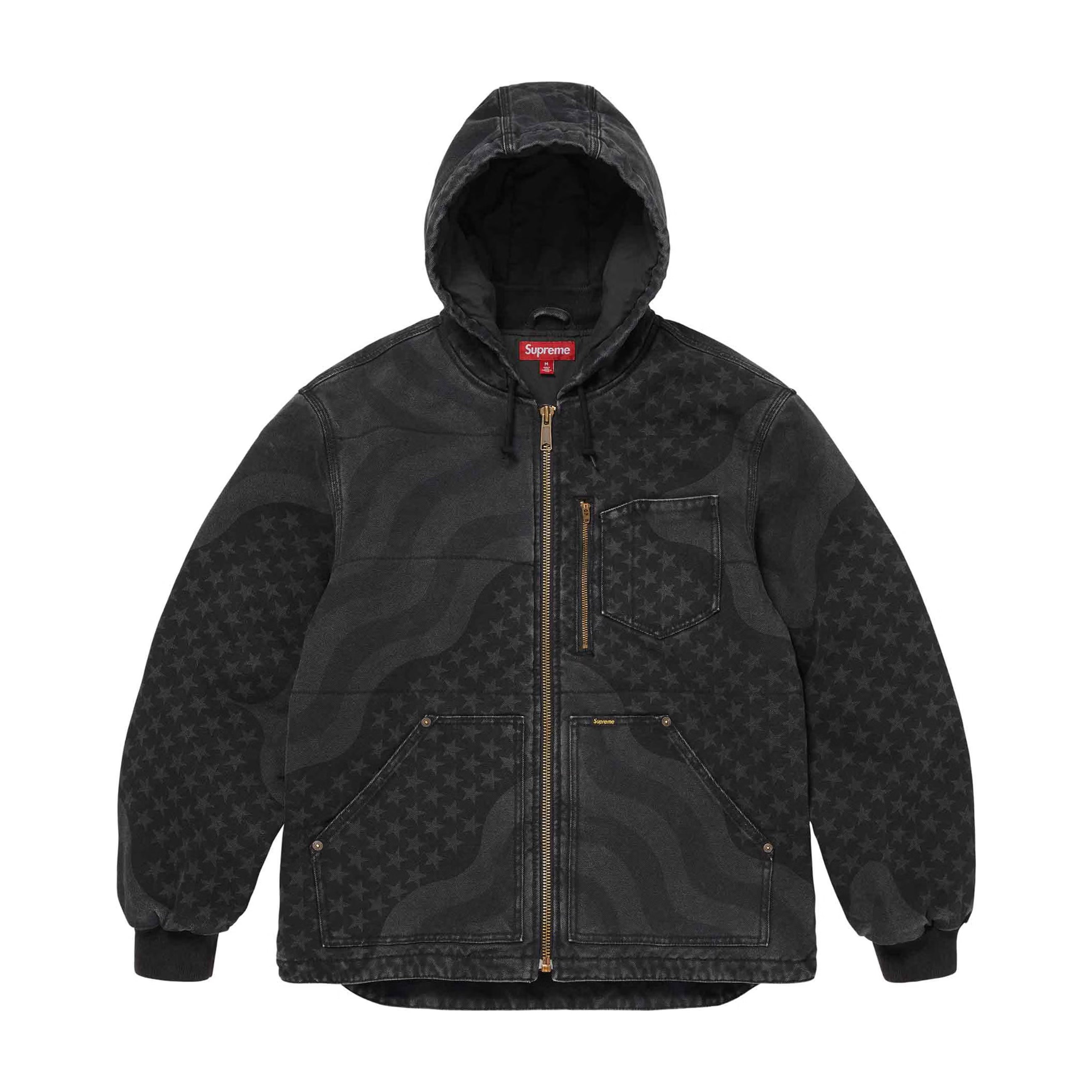 Supreme Flag Quilted Hooded Work Jacket Black – DISTRICT ONE NY