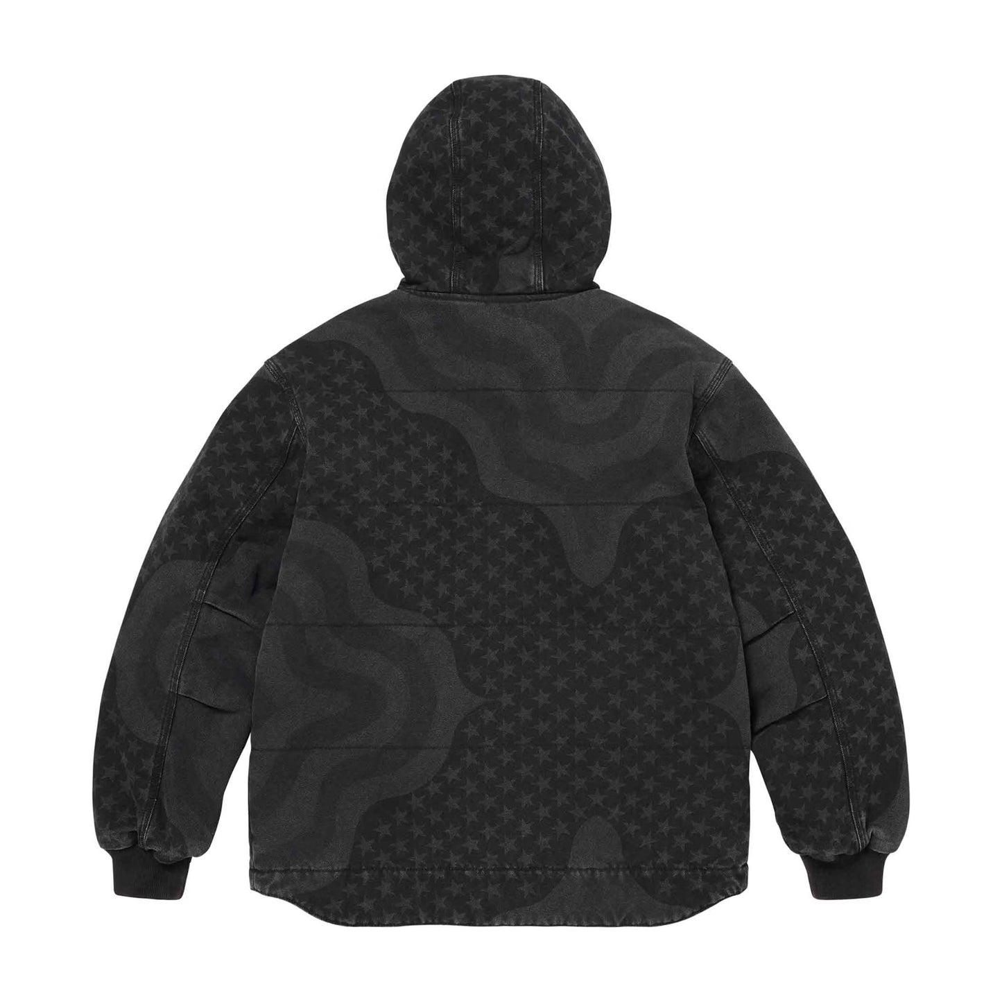 Supreme Flag Quilted Hooded Work Jacket Black