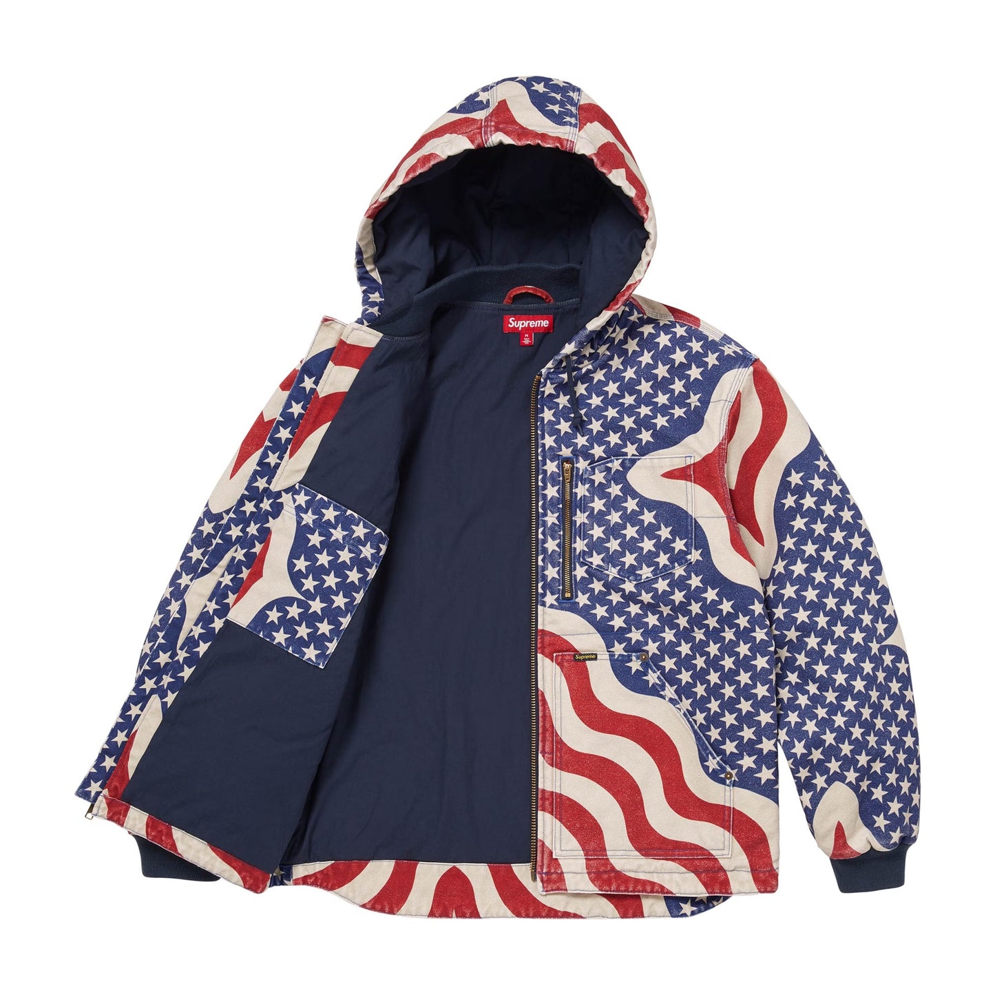 Supreme Flag Quilted Hooded Work Jacket Multicolor