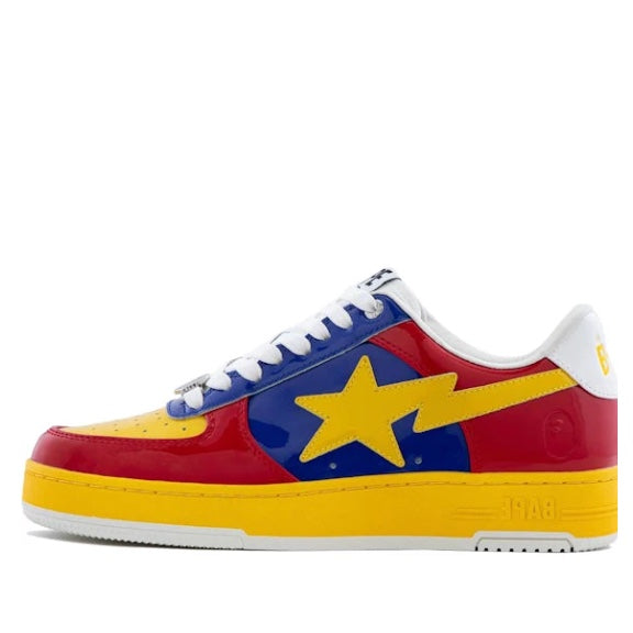 001FWM301329-RED A Bathing Ape Bape Sta #6 Patent Red Yellow Blue