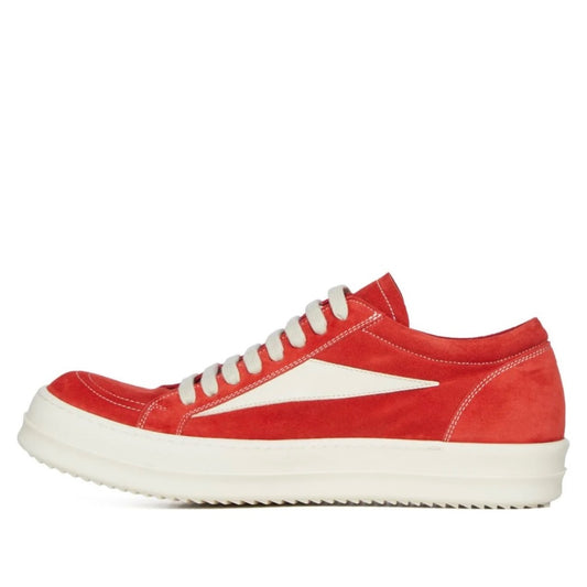 RR01F2897 LVSCOX 7311 Rick Owens Temple Suede Vintage Low Sneaker Carnelian Milk