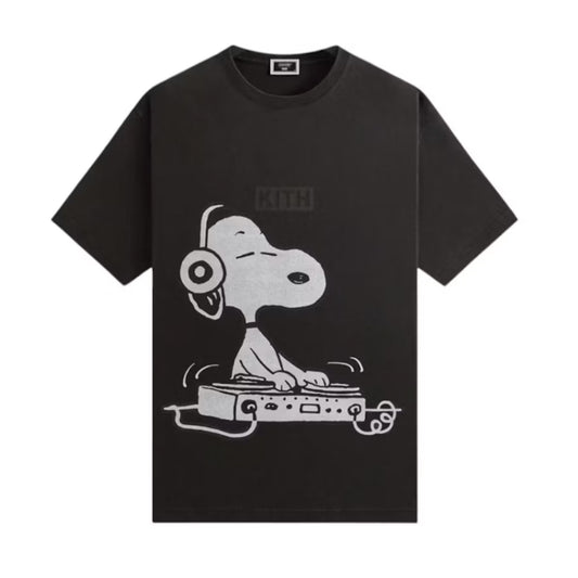 Kith x Peanuts Snoopy DJ Vintage Tee Black [USED] - M (Used)