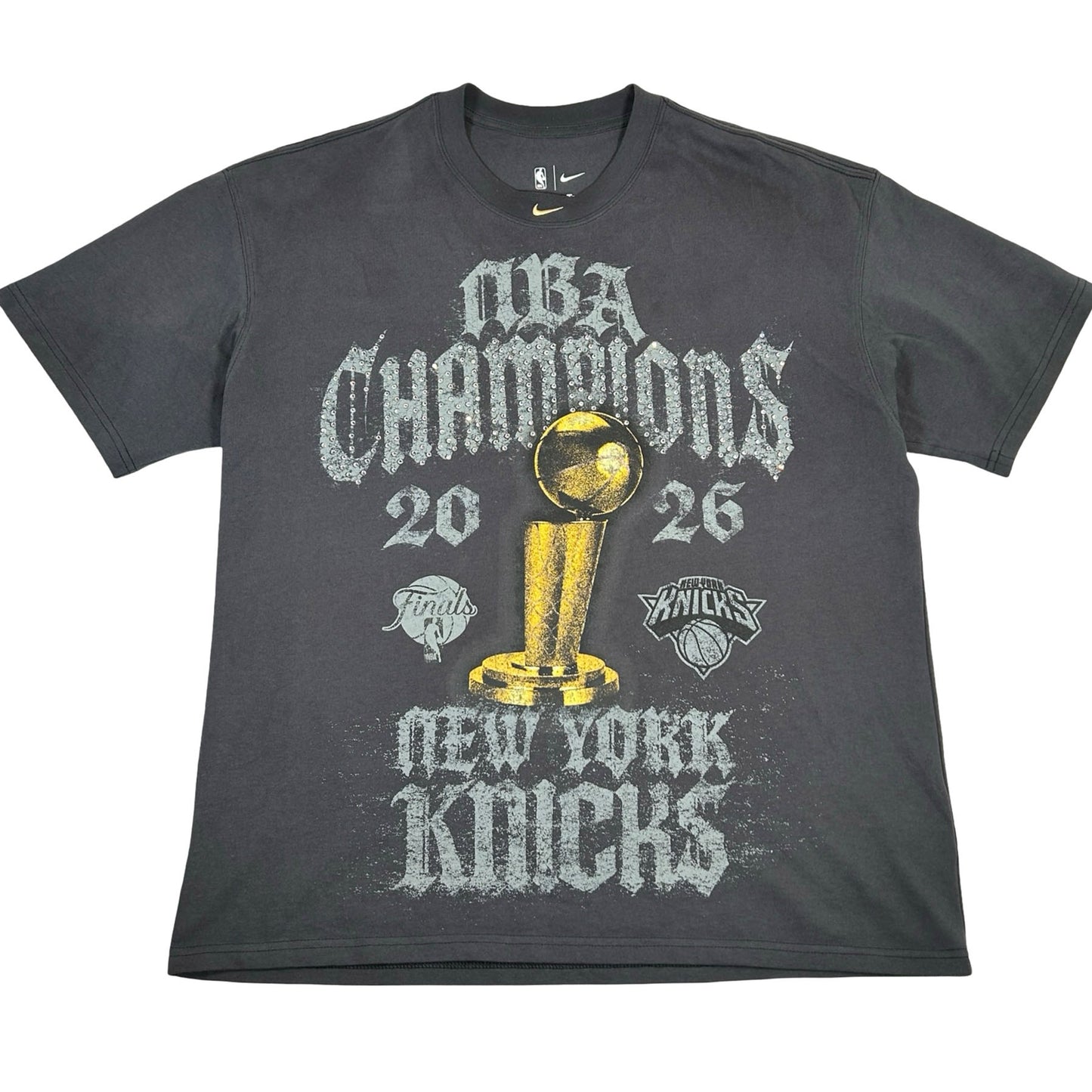 New York Knicks Nike 2026 NBA Finals Champions Authentic Locker Room Limited Edition On Court T-Shirt Gray [USED] - L (Used)