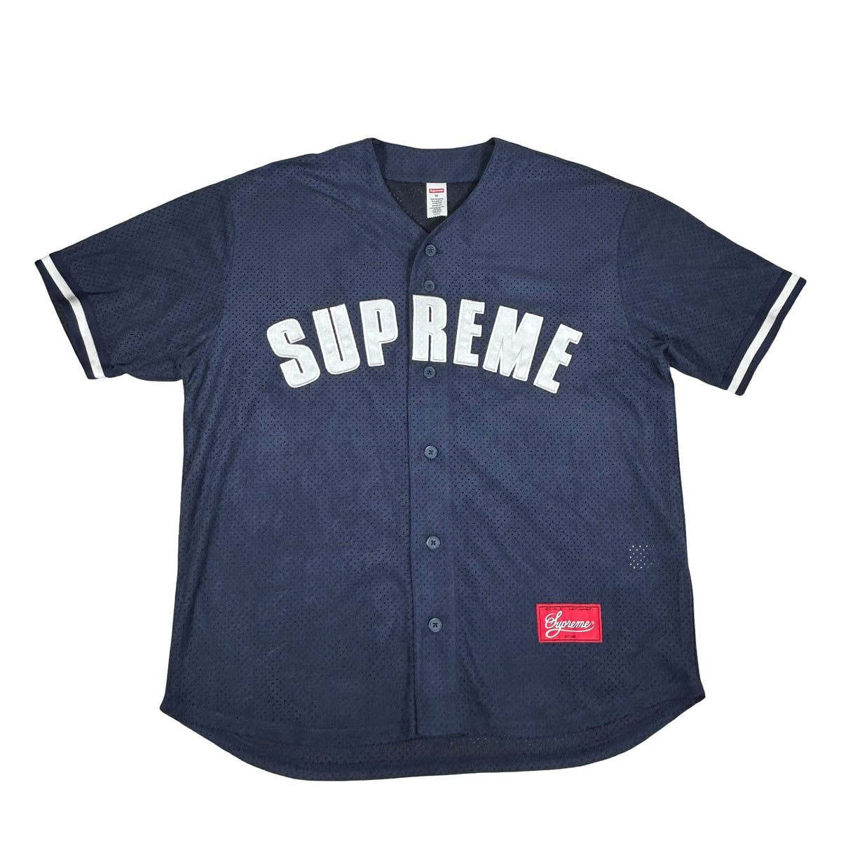 Supreme Ultrasuede Mesh Baseball Jersey Navy [USED] - M (Used)