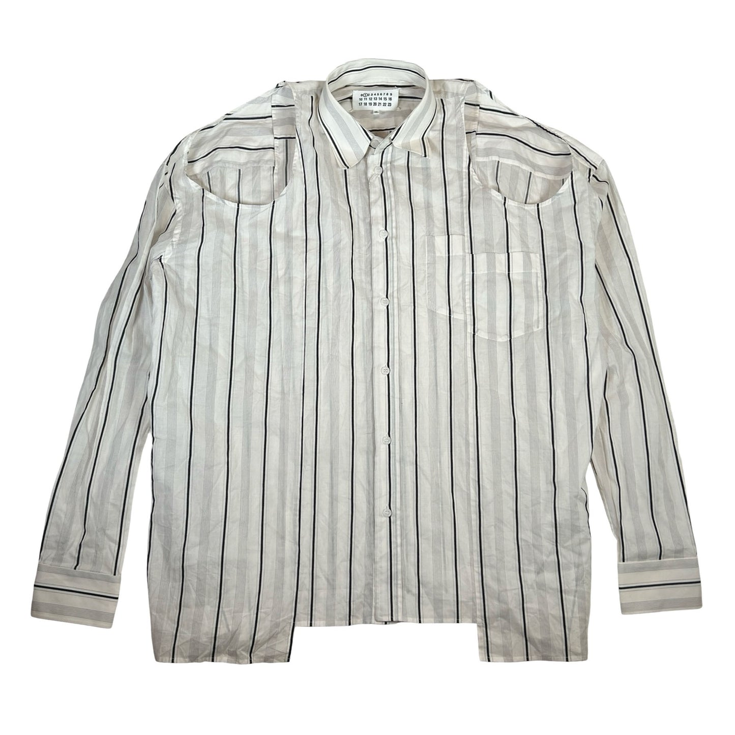 Maison Margiela Stripe Oversized Open-Shoulder Shirt