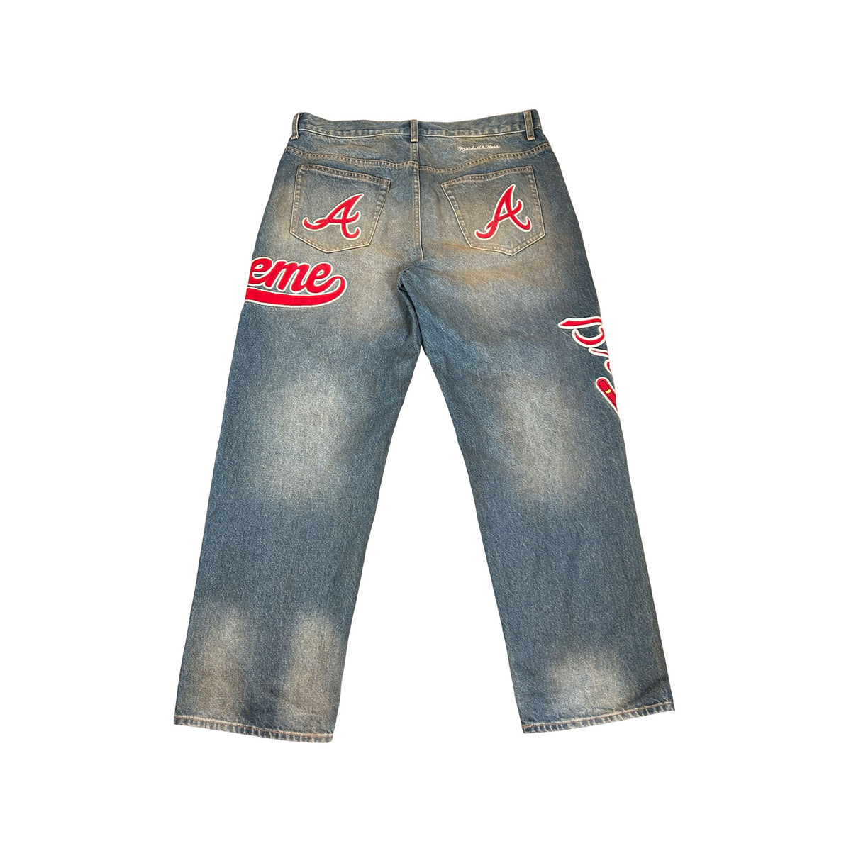Supreme Mitchell & Ness Atlanta Braves Loose Fit Jean Blue [USED] - 34 (Used)